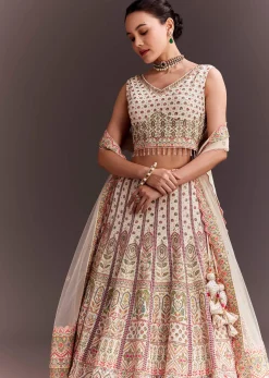 Ivory Embroidered Lehenga Set With Ethnic Motifs