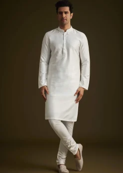 Ivory Embroidered Sherwani With Classic Pearl Detailing