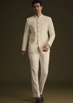 Ivory Jodhpuri Suit With Tailored Trousers