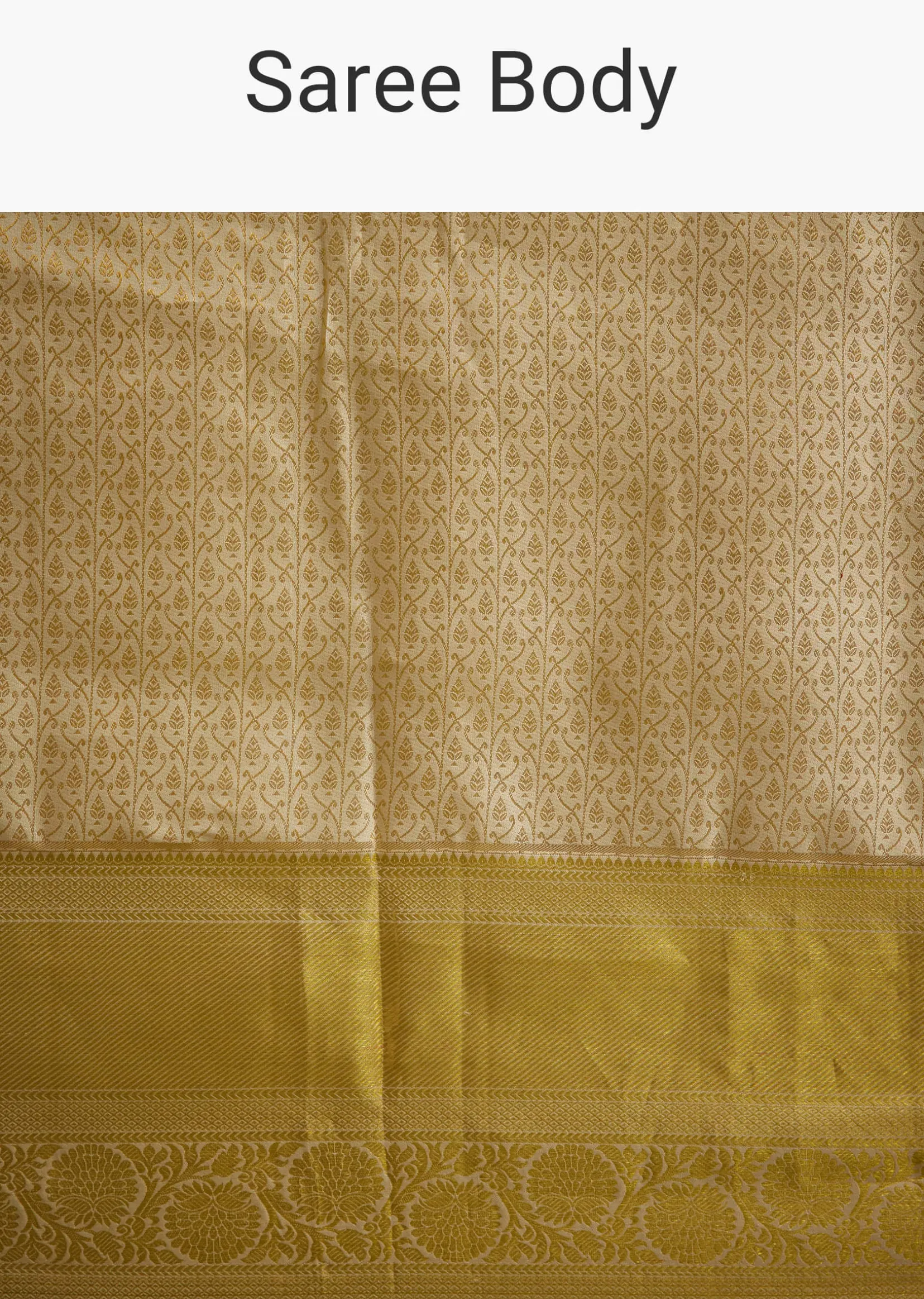Ivory Kanjivaram Silk Saree With Golden Zari Border