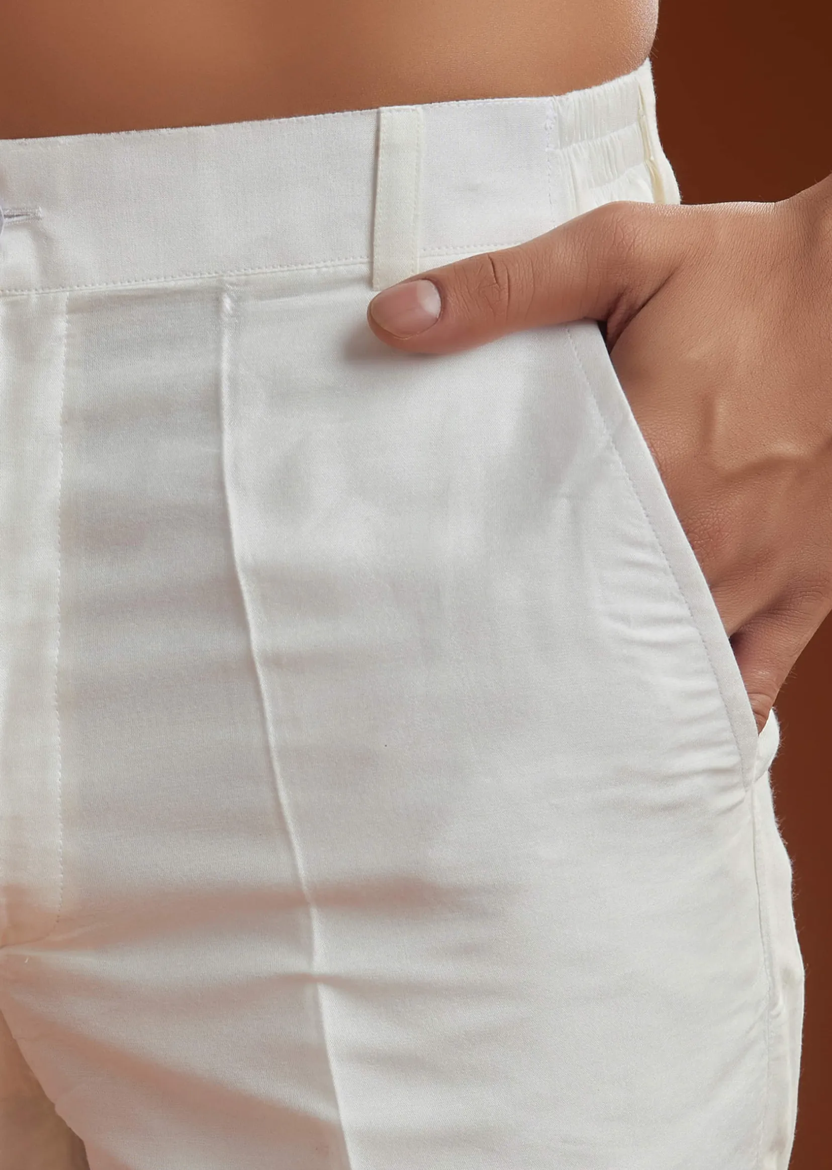 Ivory Kurta Jacket Set With Pintucks Detailing