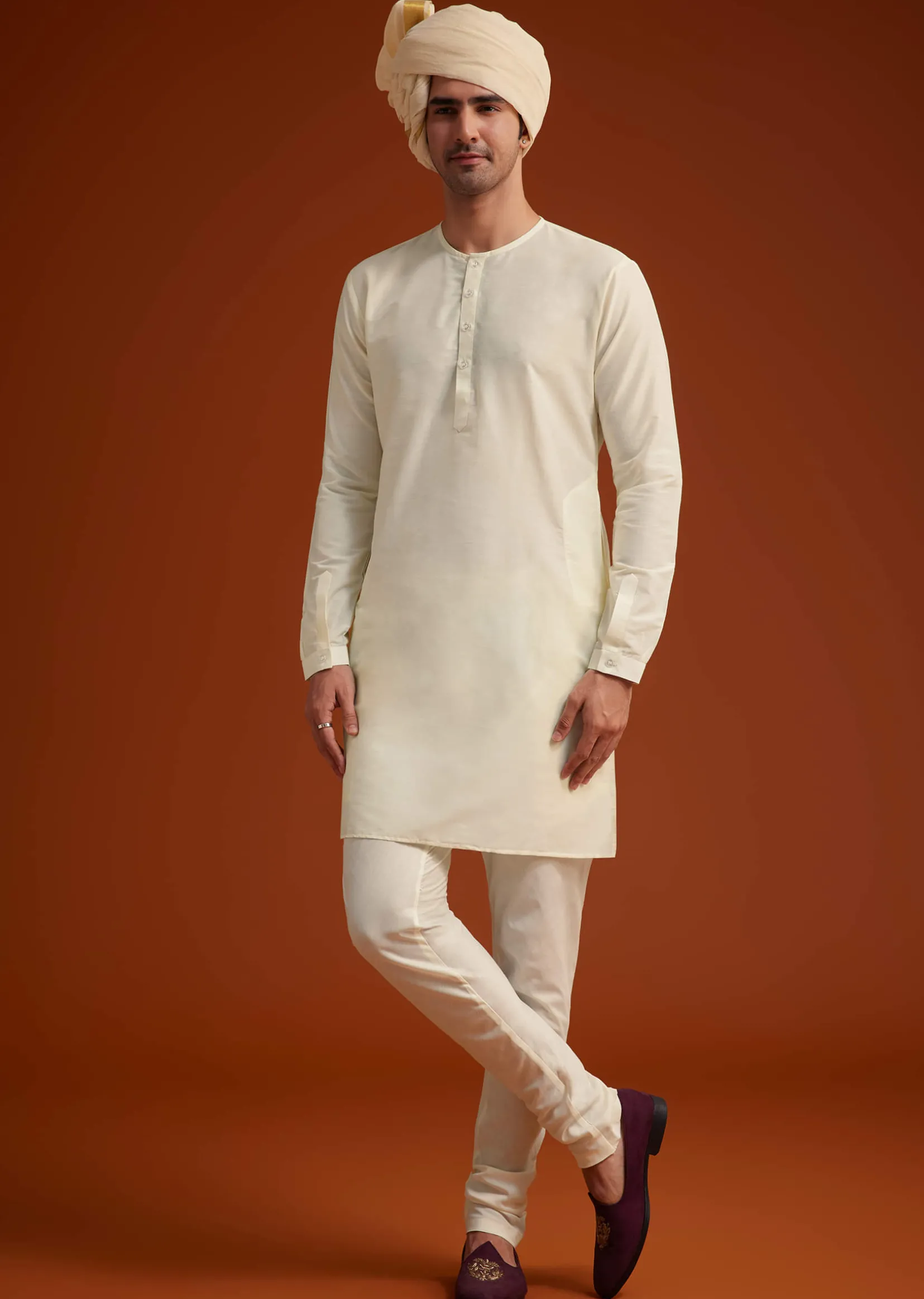 Ivory Sherwani With Multicolored Floral Embroidery