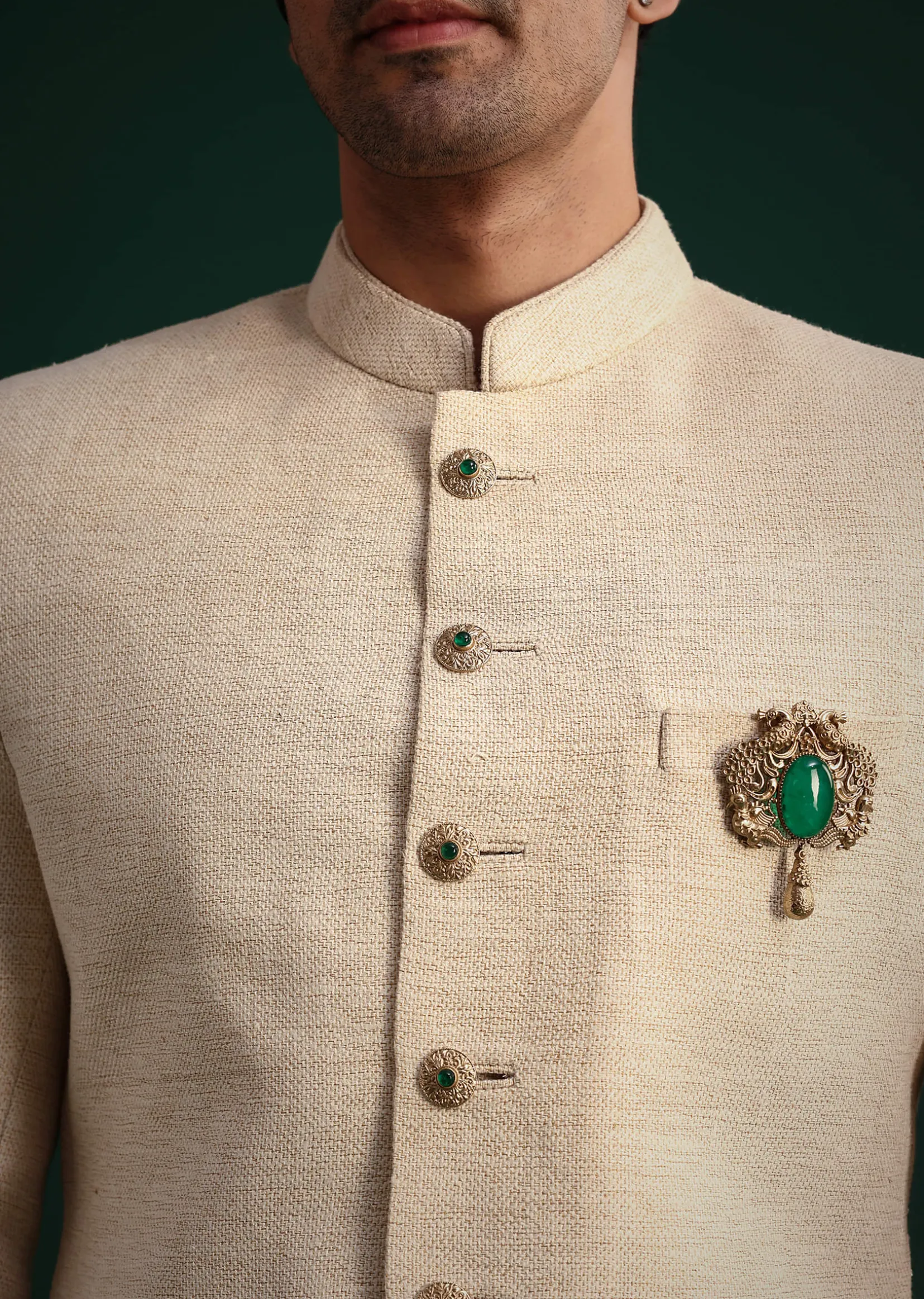 Ivory Silk Sherwani Suit