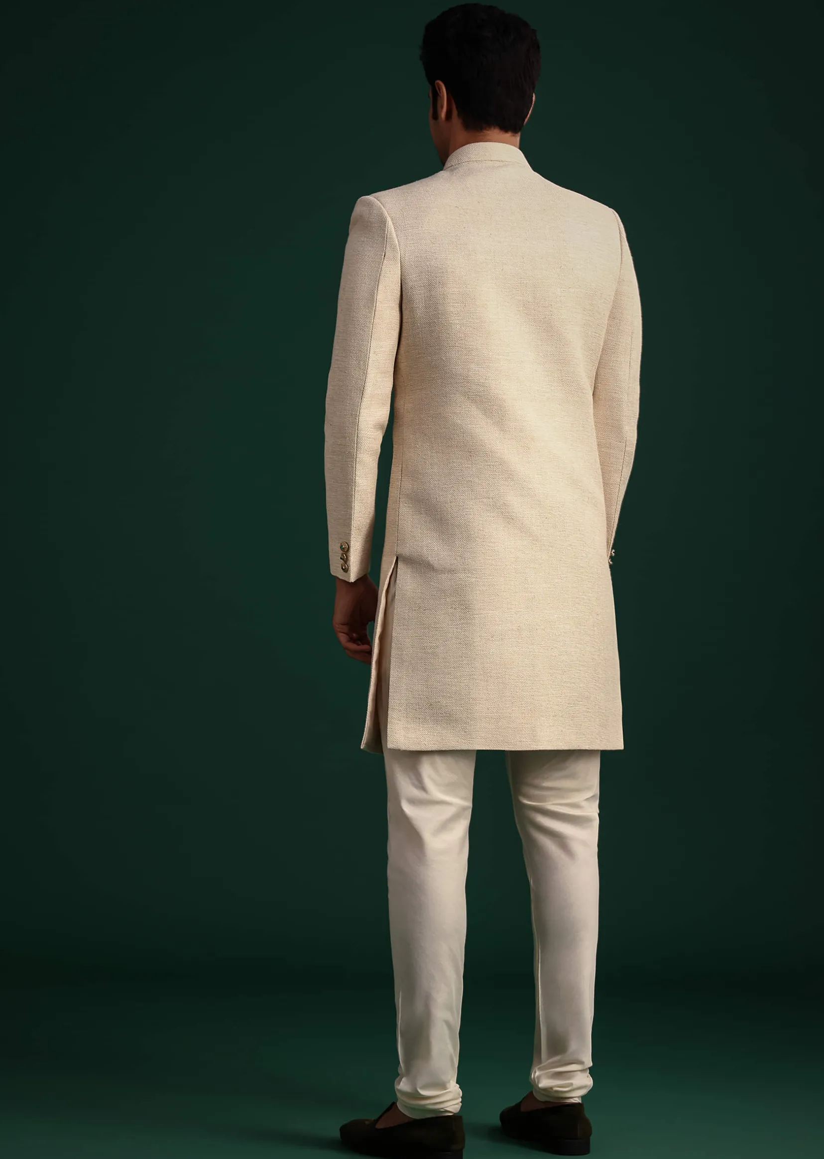 Ivory Silk Sherwani Suit