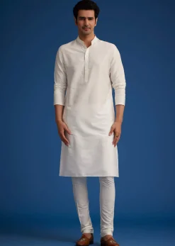Ivory Silk Sherwani With Resham Zari And Zardosi Work