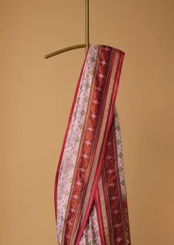 Ivory White Patola Saree With Resham Weave In Uppada Silk