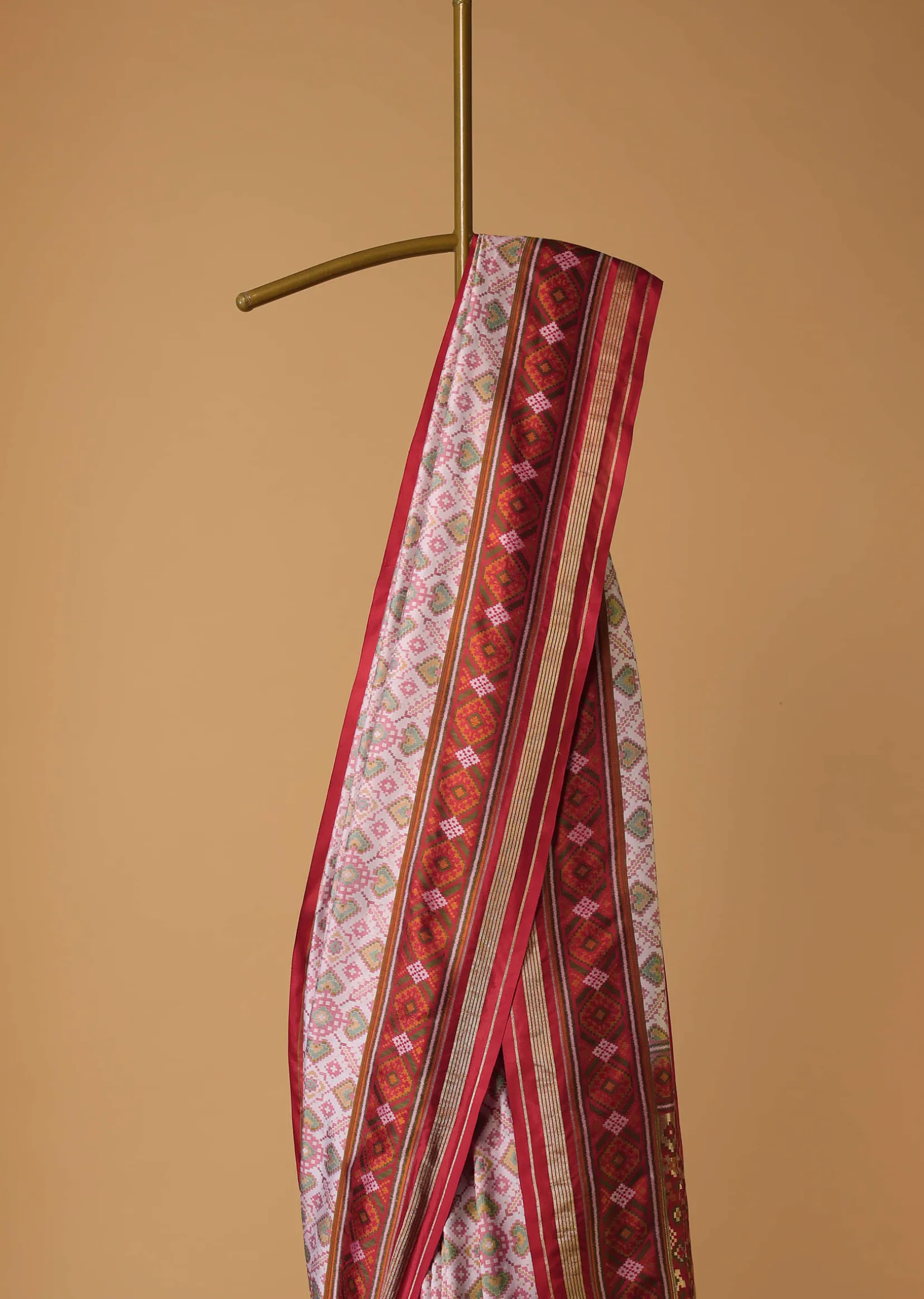Ivory White Patola Saree With Resham Weave In Uppada Silk