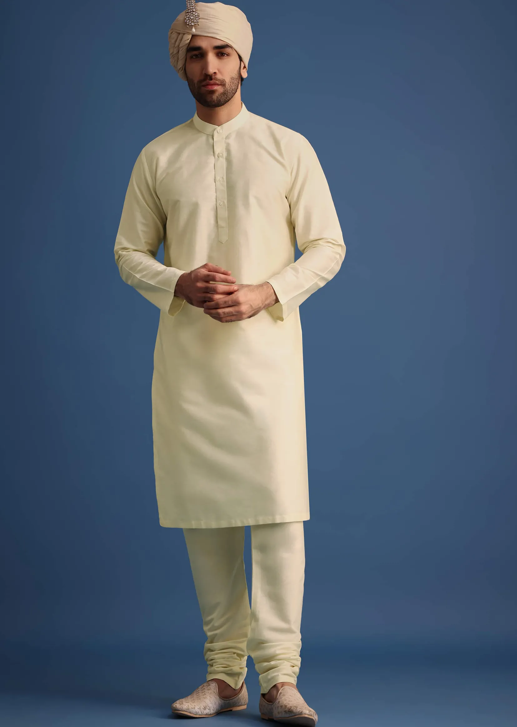 Ivory Zari Embroidered Sherwani Suit