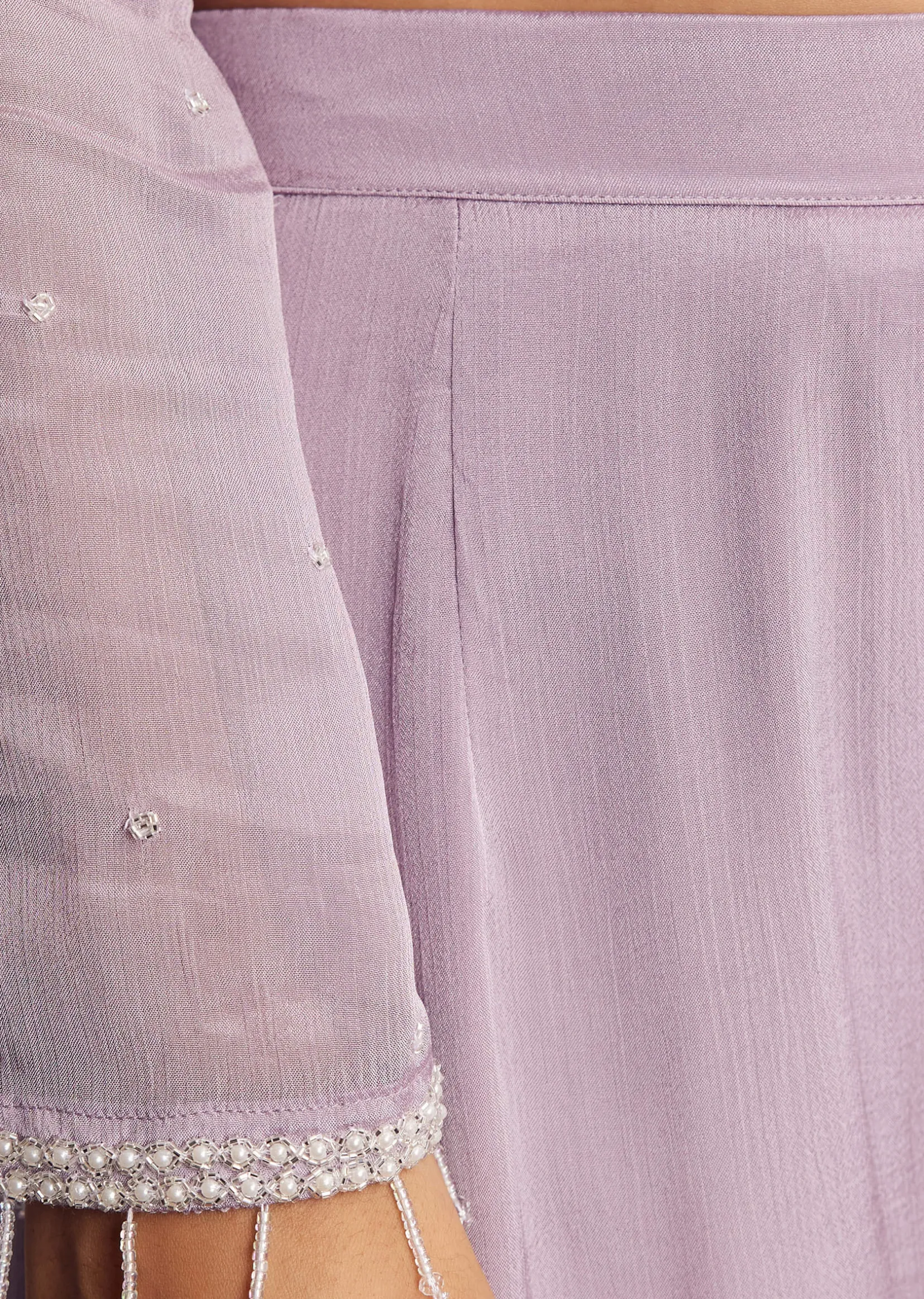Lavender Chinon Kurta Palazzo Suit With Zardosi And Cutdana Dupatta