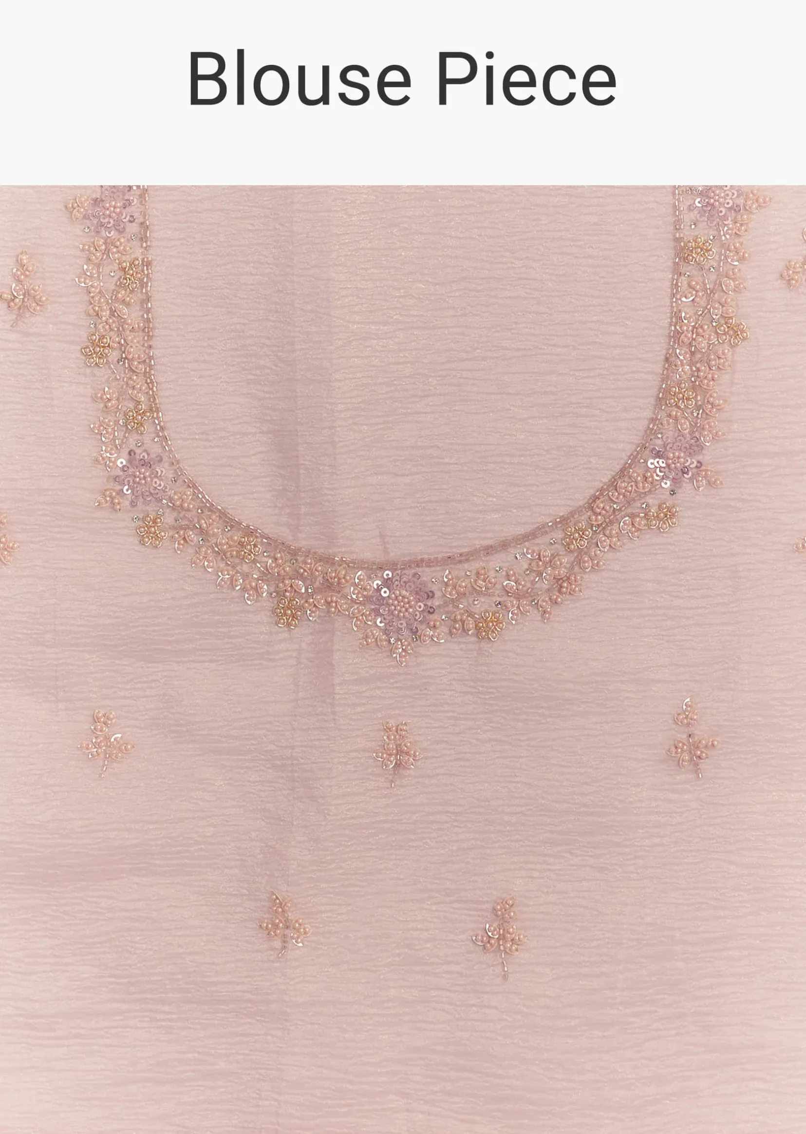 Lavender Glossy Finish Crushed Tissue Saree With Cutdana Moti Embroidery