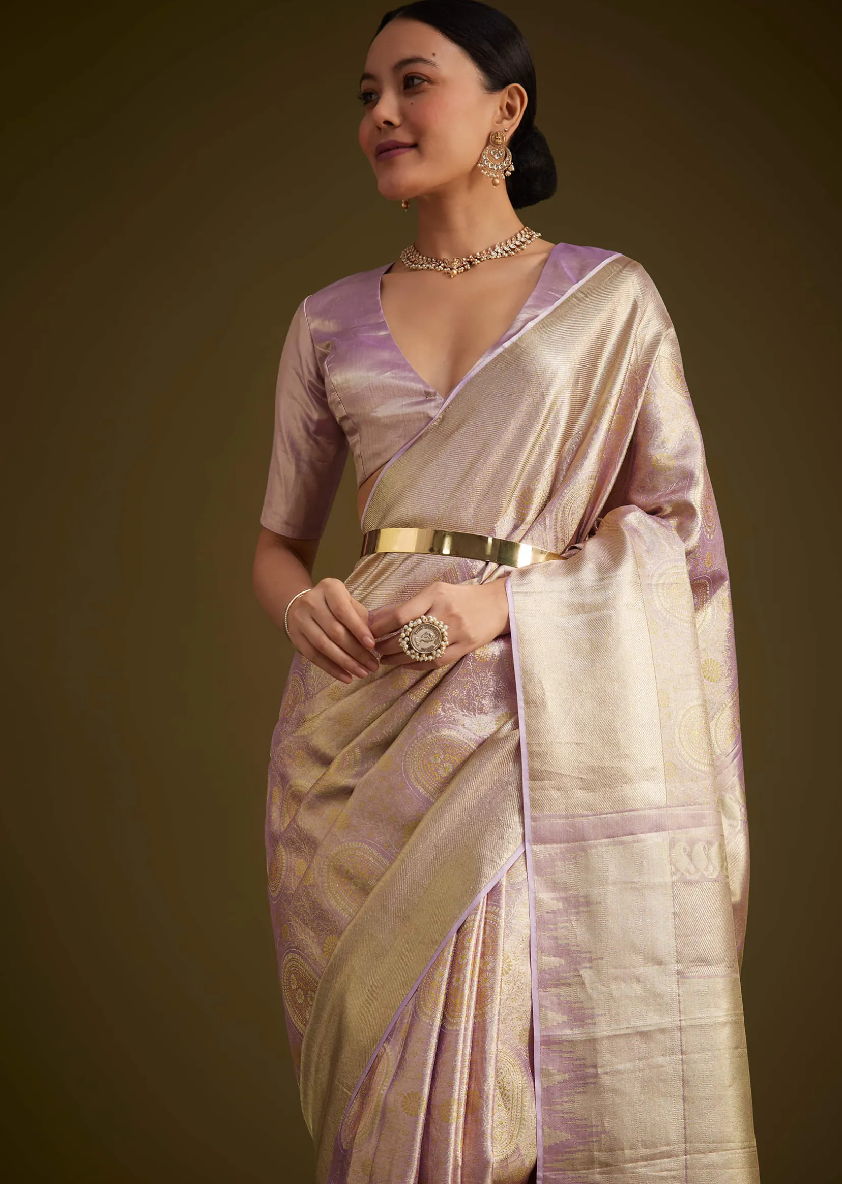 Lavender Kanjivaram Silk Saree