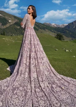 Lavender Mist Bridal Lehenga Set With Hand Work