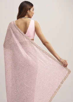 Lavender Purple Sequins Saree With An Embellished Border