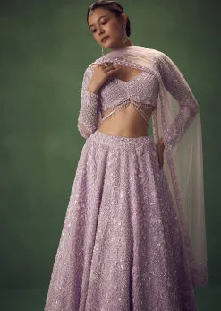 Lavender Sequin Work Lehenga Set