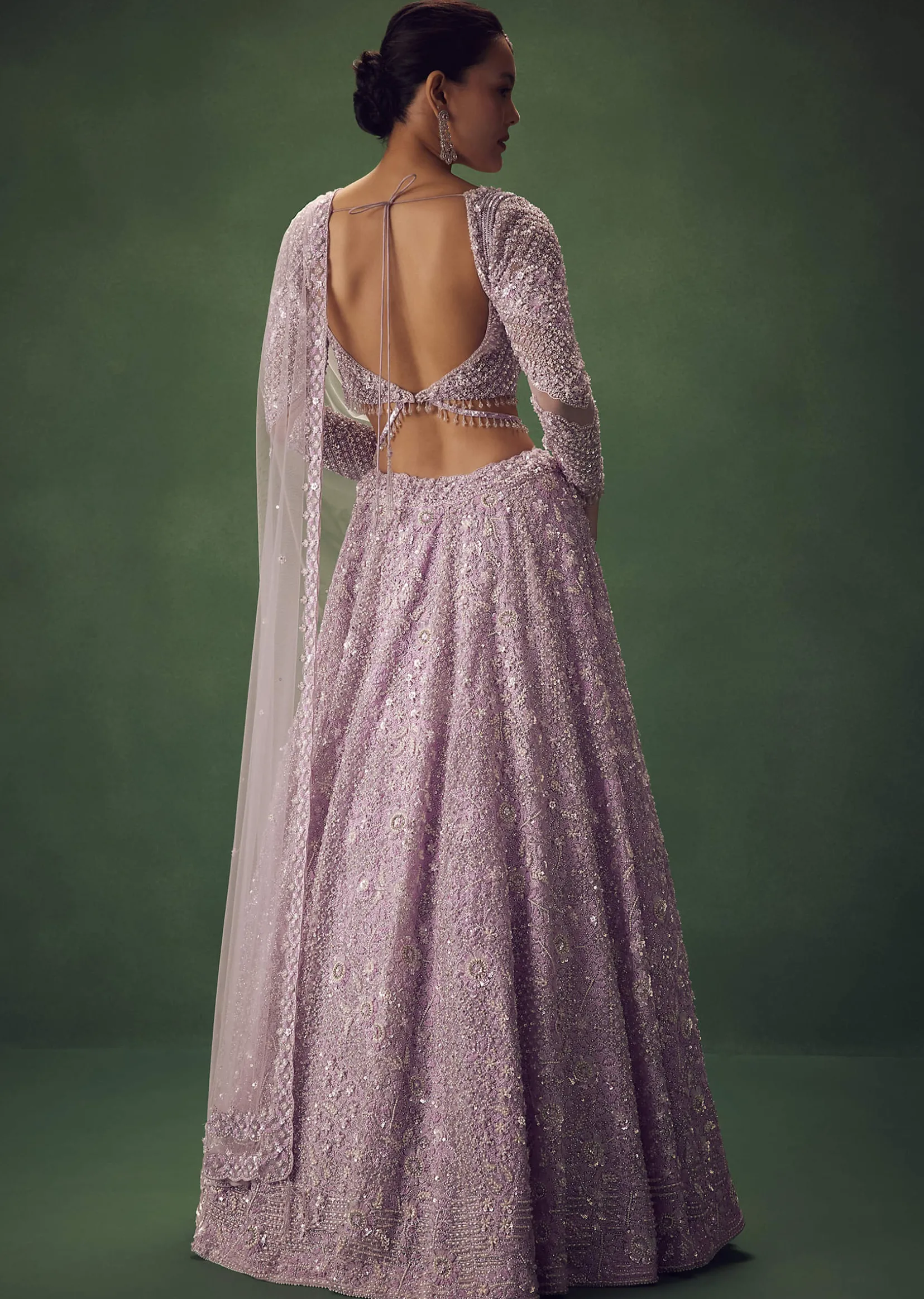 Lavender Sequin Work Lehenga Set
