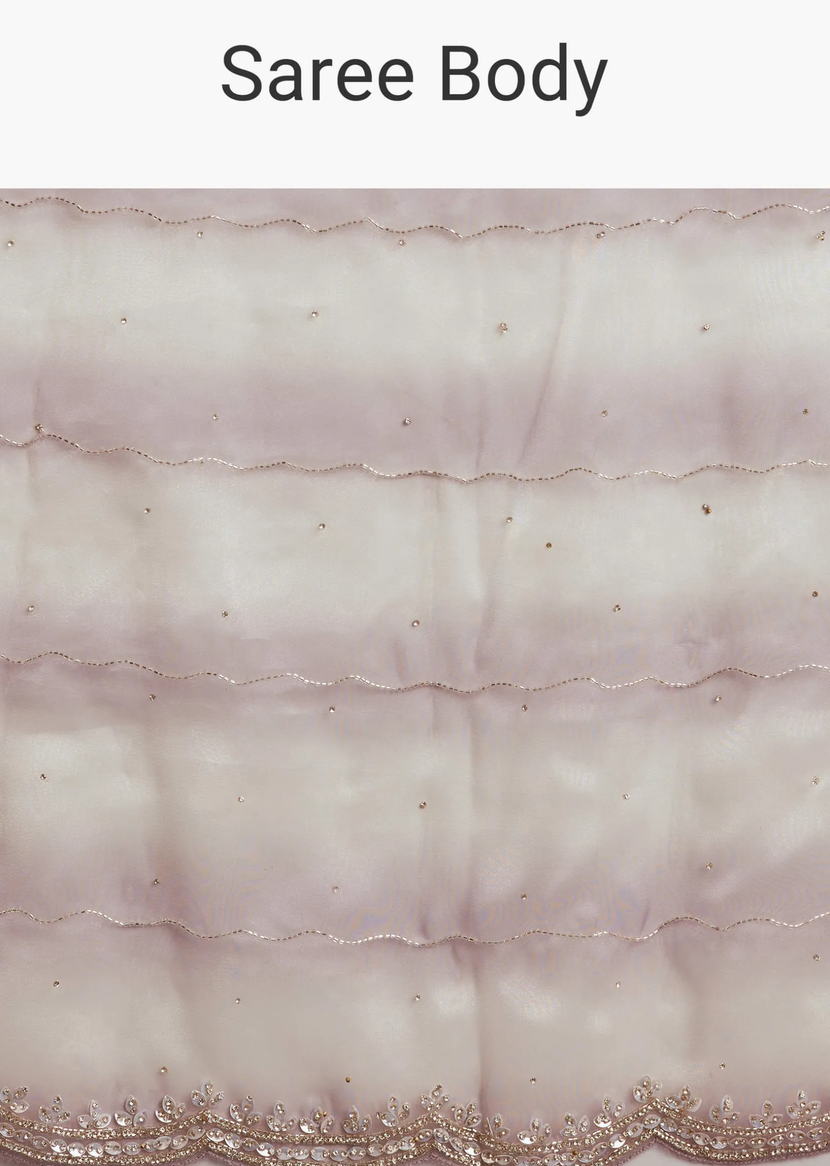 Lavender Shaded Glass Tissue Stone Embellished Saree With Cutdana And Beads