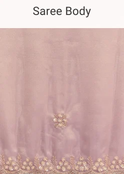 Lavender Tissue Saree Embroidered With Sequins And Cutdana