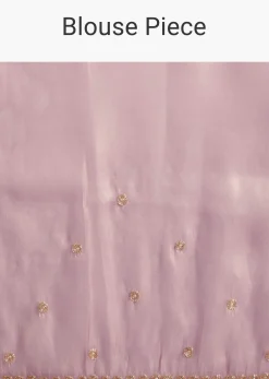 Lavender Tissue Saree With Moti And Cutdana Embroidery And Scallop Border
