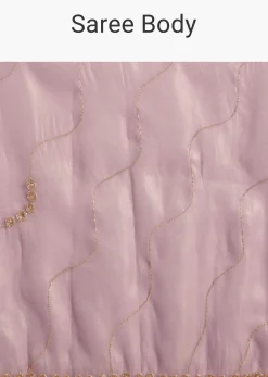 Lavender Tissue Saree With Moti And Cutdana Embroidery And Scallop Border