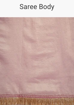 Lavender Tissue Silk Saree With Zari Frill Lace Border