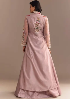 Lavender Zardosi Embroidered Jacket Lehenga Set