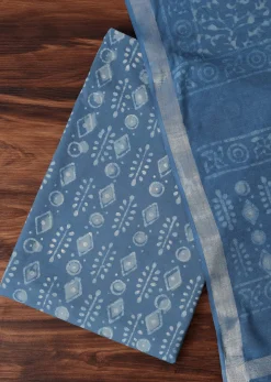 Light Blue Batik Hand Block Printed Dress Material