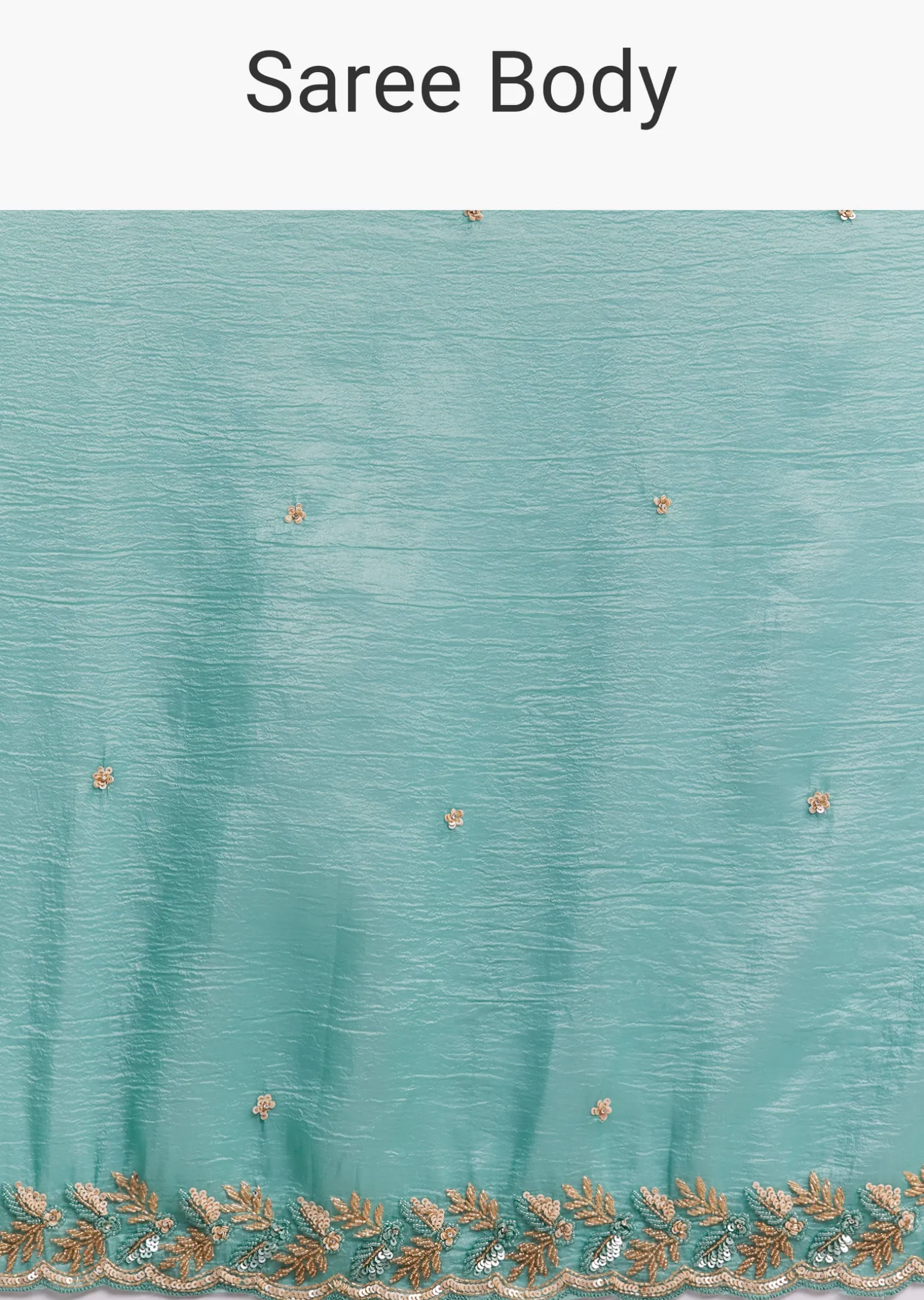 Light Blue Crushed Tissue Saree Embroidered With Cutdana And Sequins