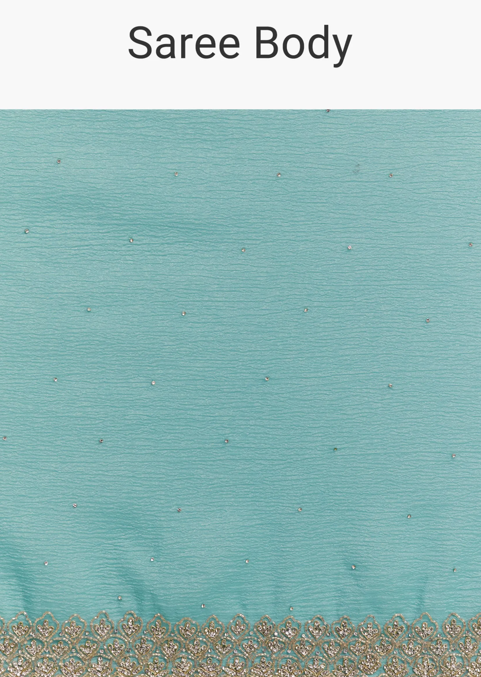 Light Blue Crushed Tissue Saree Embroidered With Cutdana And Stones