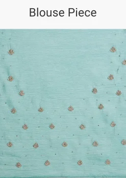 Light Blue Crushed Tissue Saree Embroidered With Cutdana And Stones