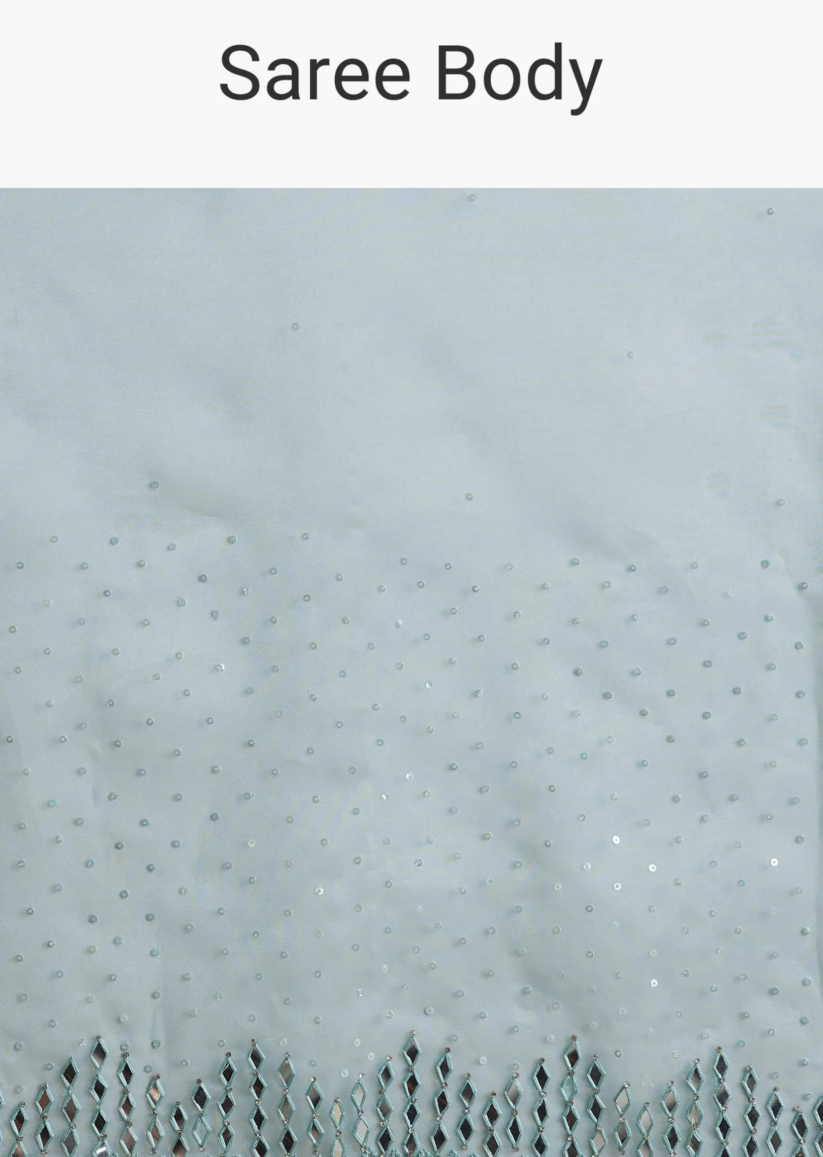 Light Blue Glossy Organza Saree With Scallop Border
