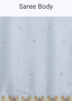 Light Blue Tissue Silk Saree With Stone Embellishment
