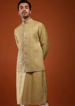 Light Brown Embroidered Bandi Jacket Set