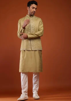 Light Brown Embroidered Bandi Jacket Set