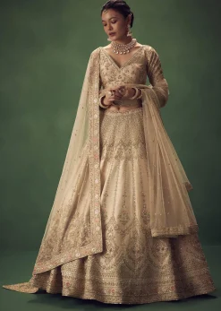 Light Gold Hand Embroidered Lehenga Set