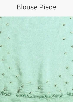 Light Green Georgette Saree With Cutdana And Bead Embroidery
