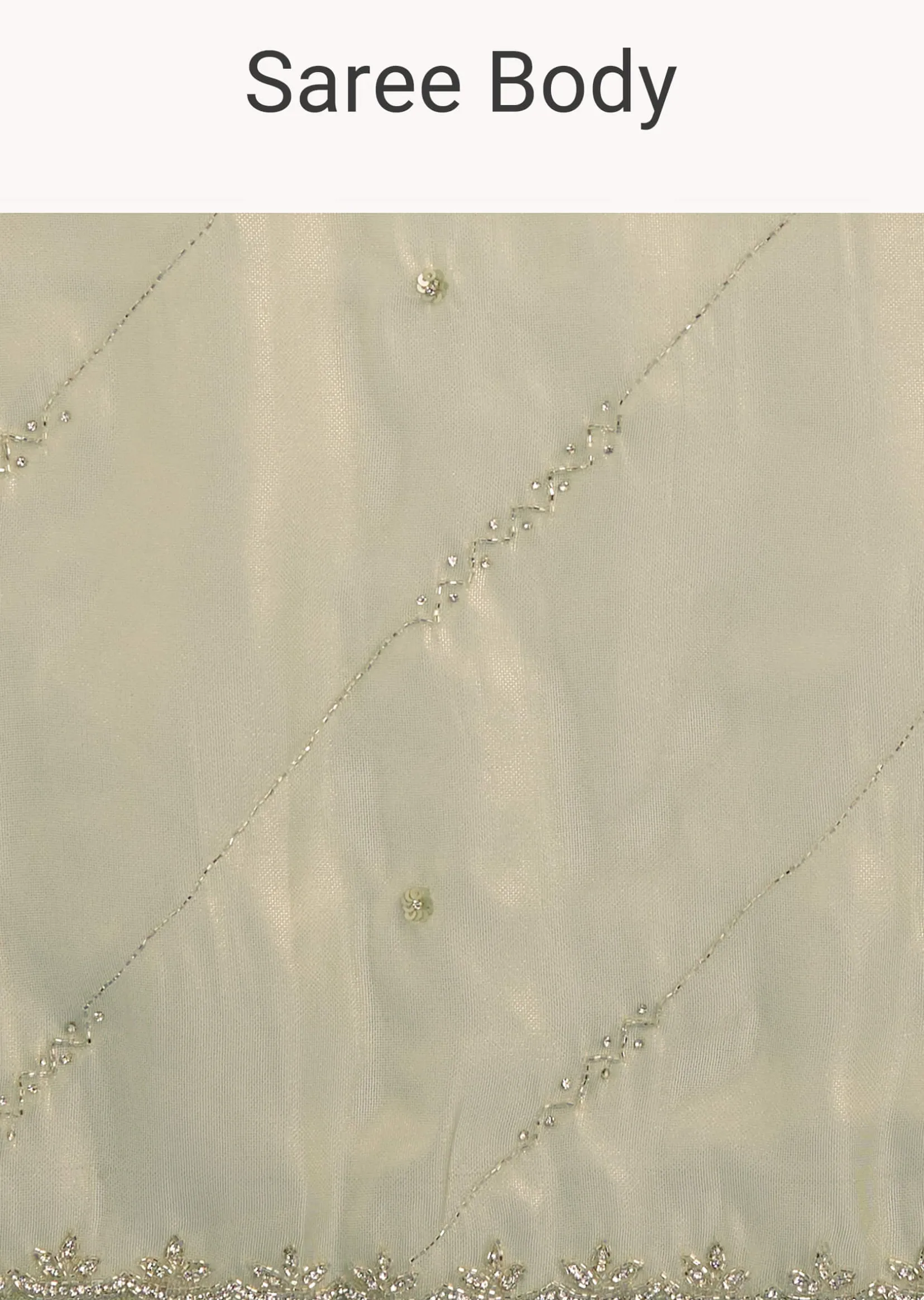Light Green Organza Tissue Saree With Embroidered Scallop Border