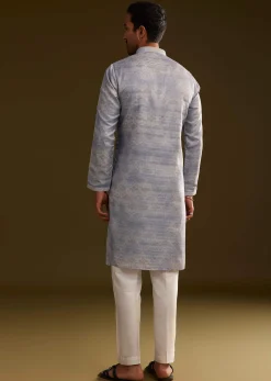 Light Lilac Silk Geometric Printed Kurta Set