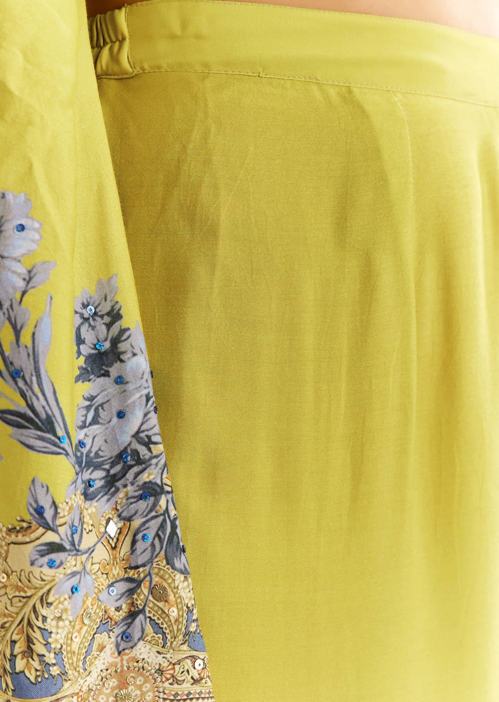 Light Lime Green Cotton Muslin Kurta Palazzo Suit With Chinon Dupatta