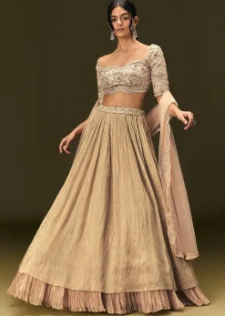 Light Peach Banarasi Silk Lehenga Dupatta With Embroidered Blouse