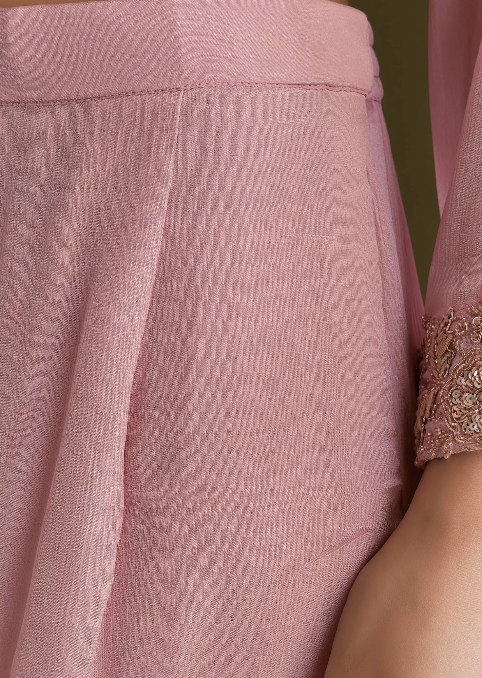 Light Pink Chinon Cutdana Sharara Suit