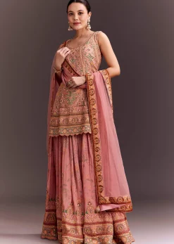 Light Pink Embroidered Palazzo Set