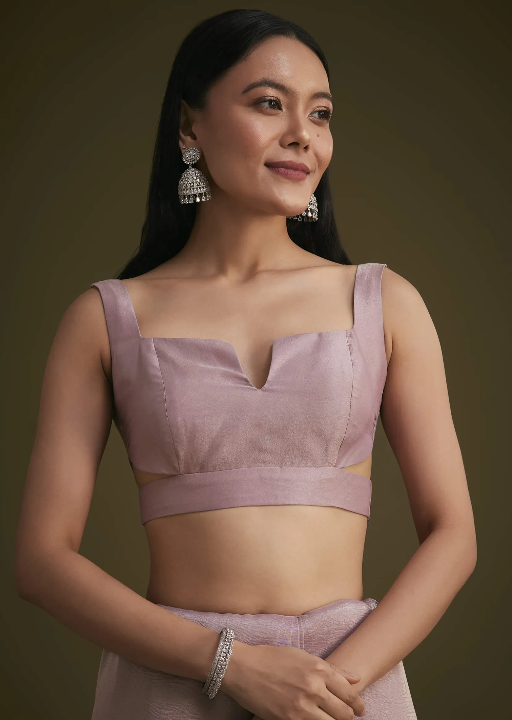 Light Purple Tissue Saree With Floral Embroidery