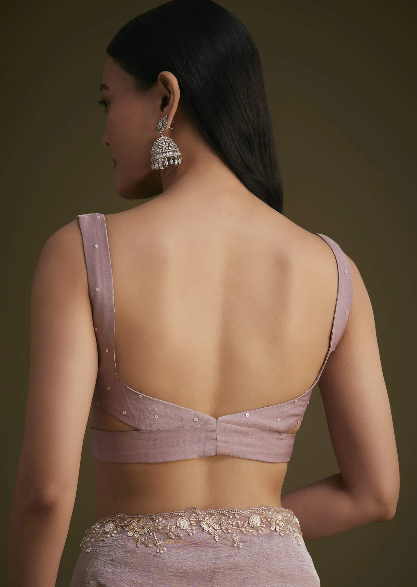 Light Purple Tissue Saree With Floral Embroidery