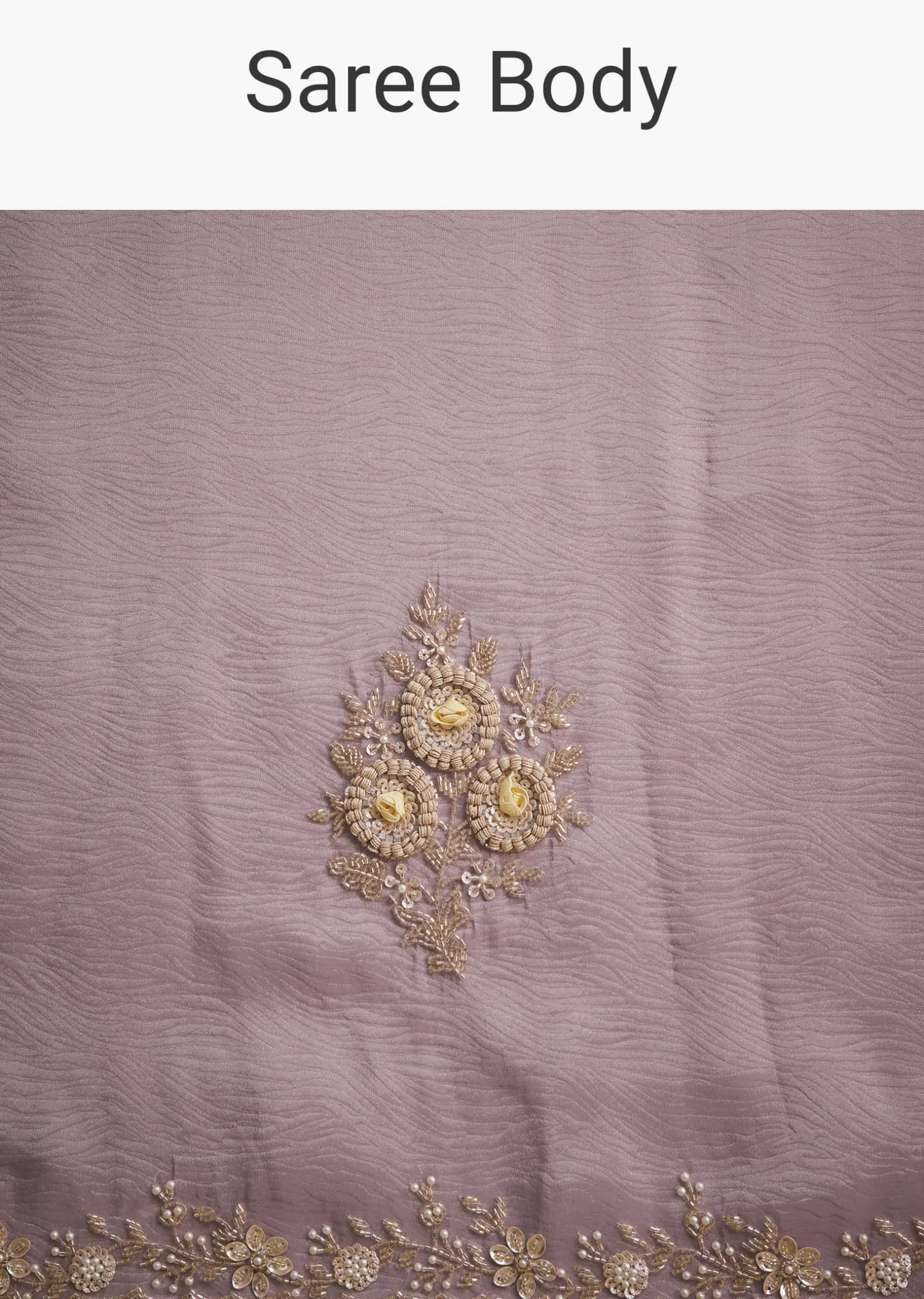 Light Purple Tissue Saree With Floral Embroidery
