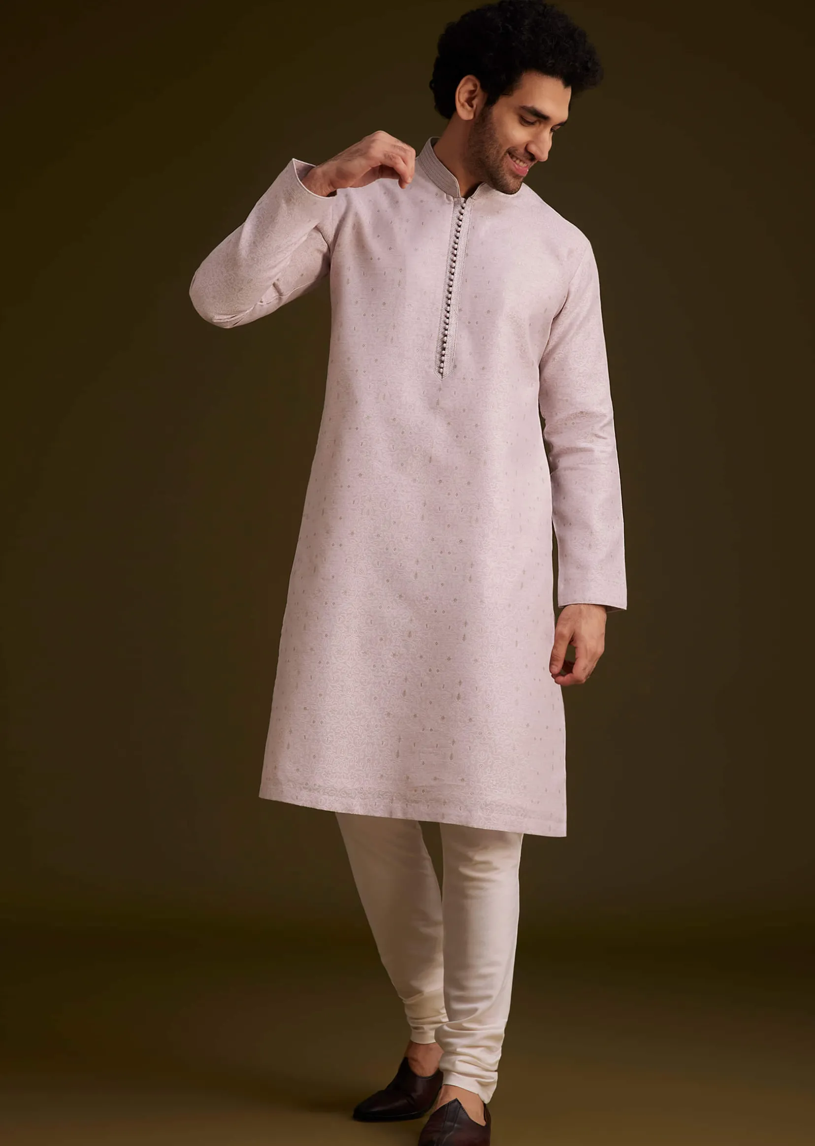Lilac Embroidered Kurta Set