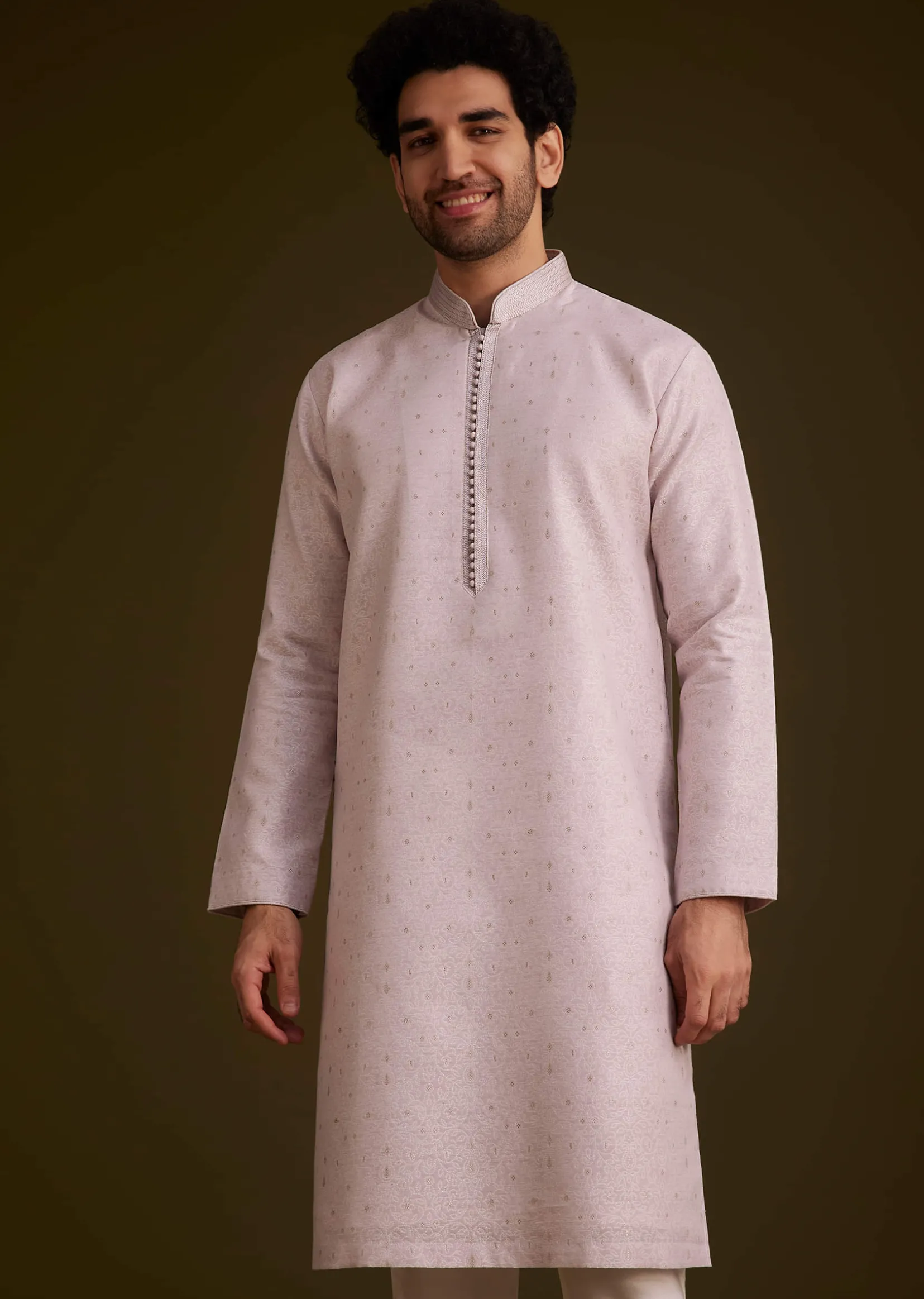 Lilac Embroidered Kurta Set