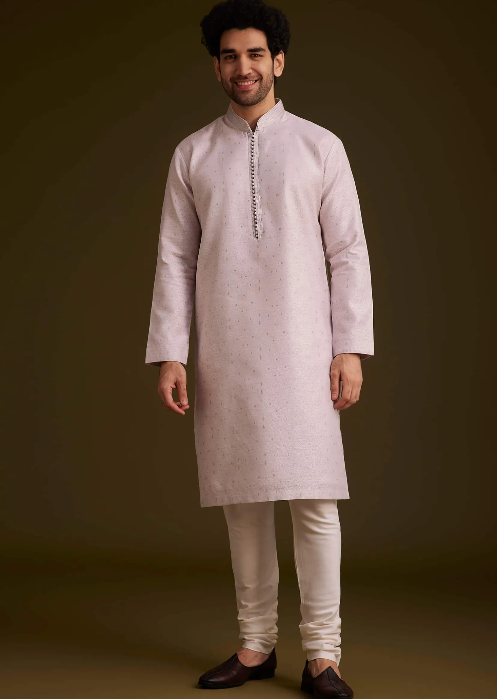 Lilac Embroidered Kurta Set