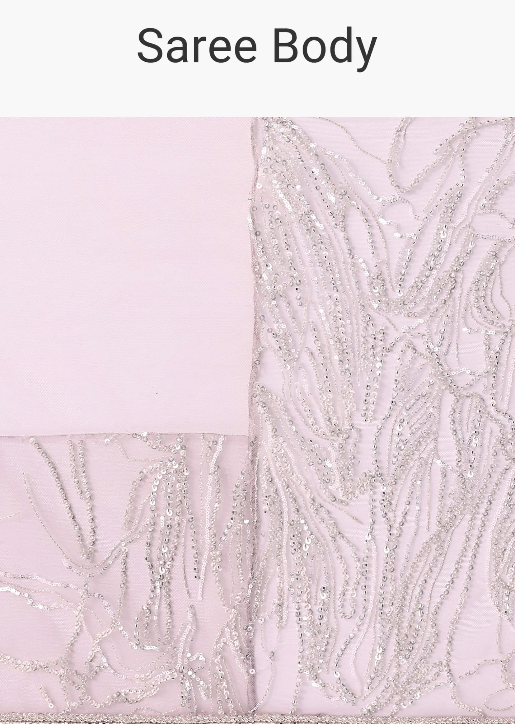 Lilac Fancy Sequence Net Saree With Ruched Stitched