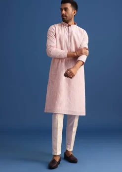 Lilac Georgette Kurta Set With Thread Work