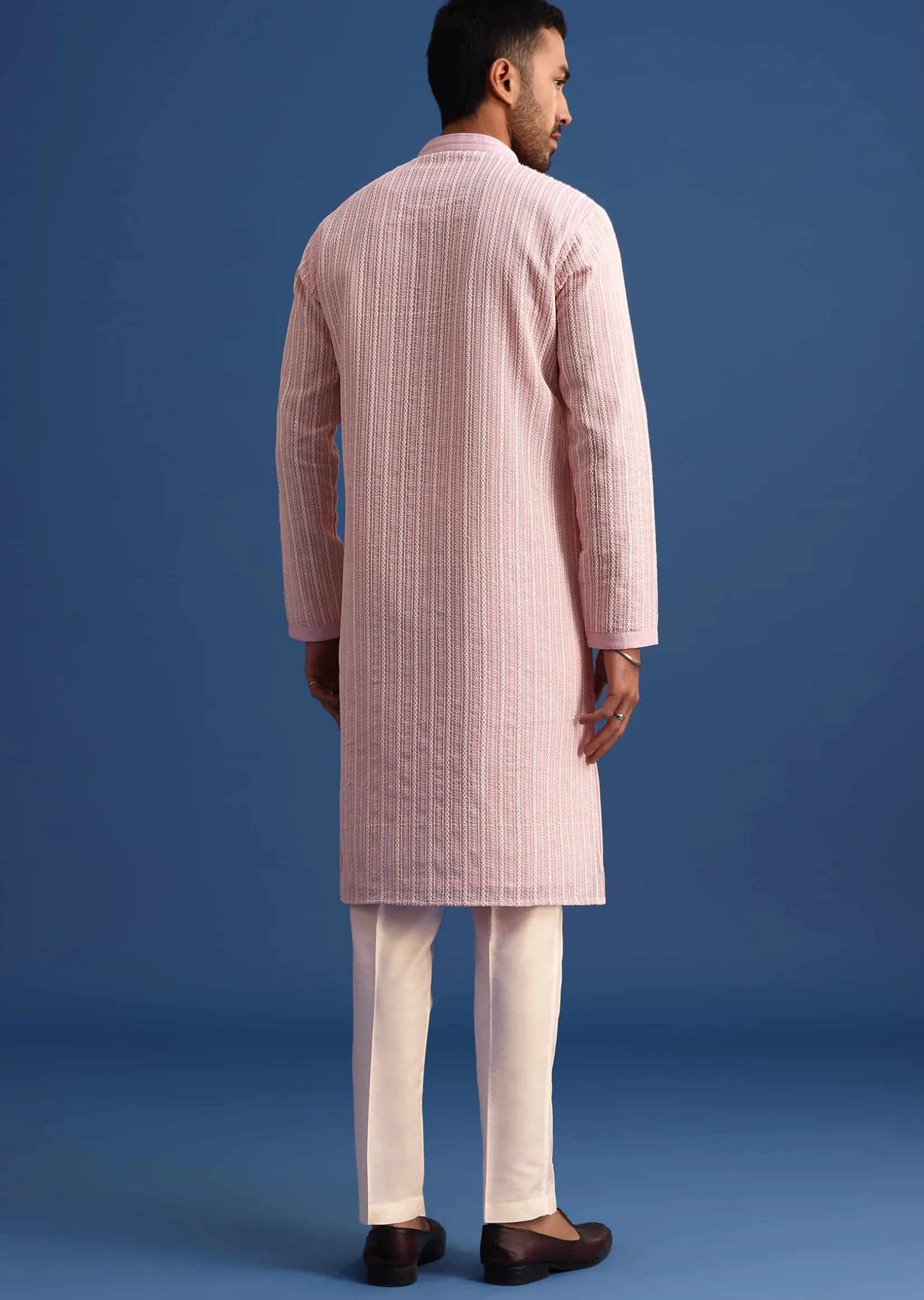 Lilac Georgette Kurta Set With Thread Work